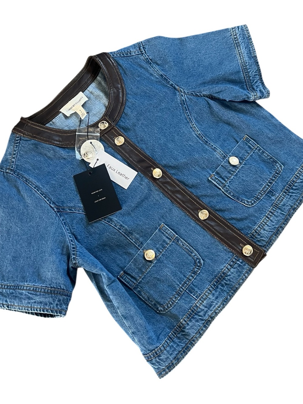 Current Elliot Faux Leather Trim Denim Shirt
Jacket - Picture 5 of 12